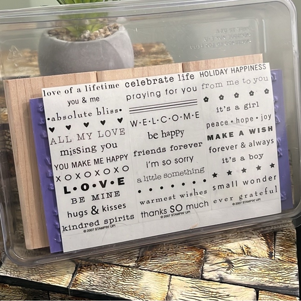 NEW STAMPIN' UP So Many Sayings Stamp Set with Wooden Mounts - RARE